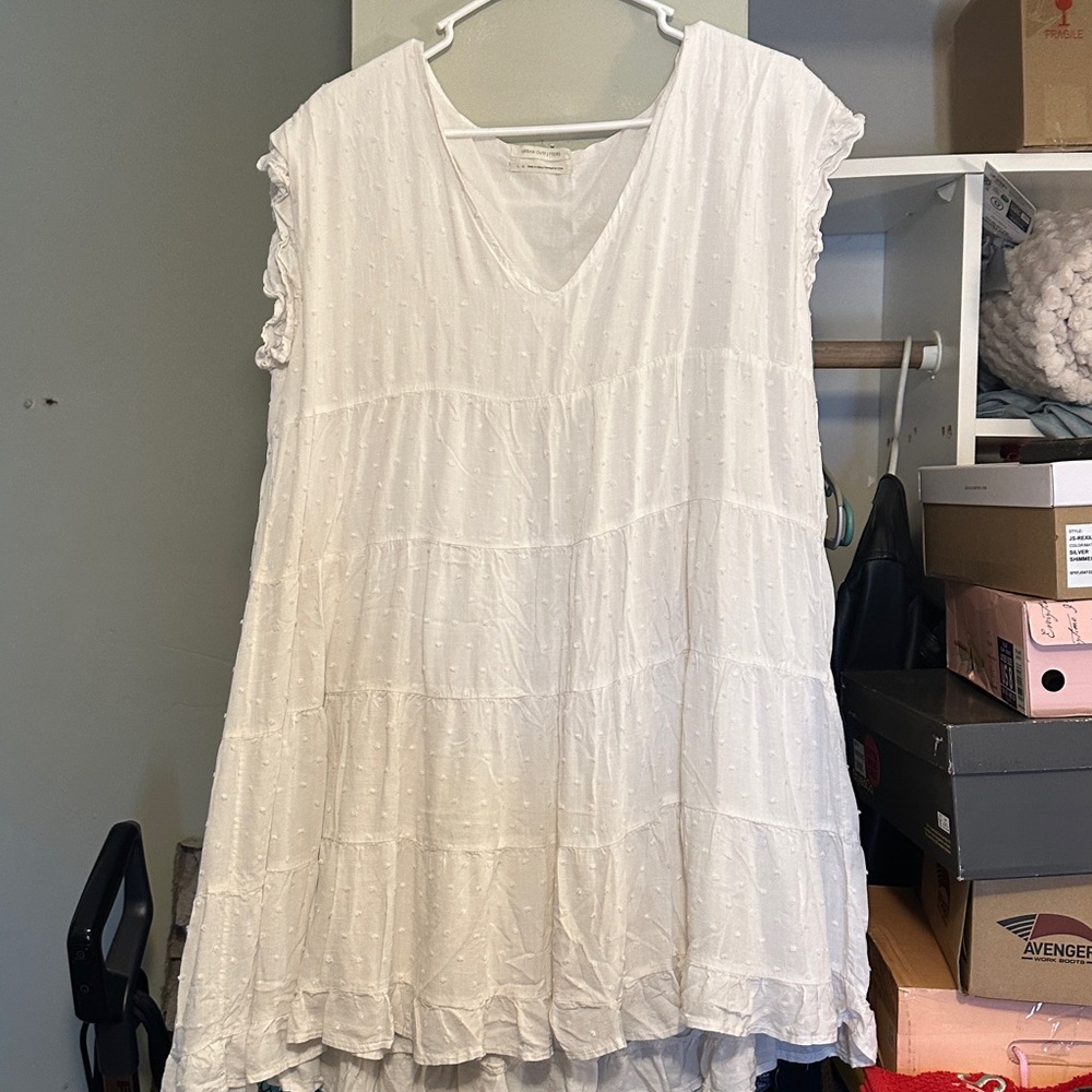 Urban Outfitters White Ruffled Tunic